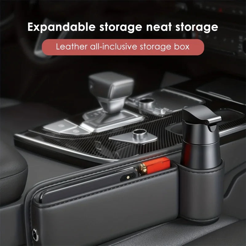 Car Seat Gap Filler Organizer Multifunctional Storage Box Pocket Console Crevice Leather Holder Cup Phone Key Card Auto Interior