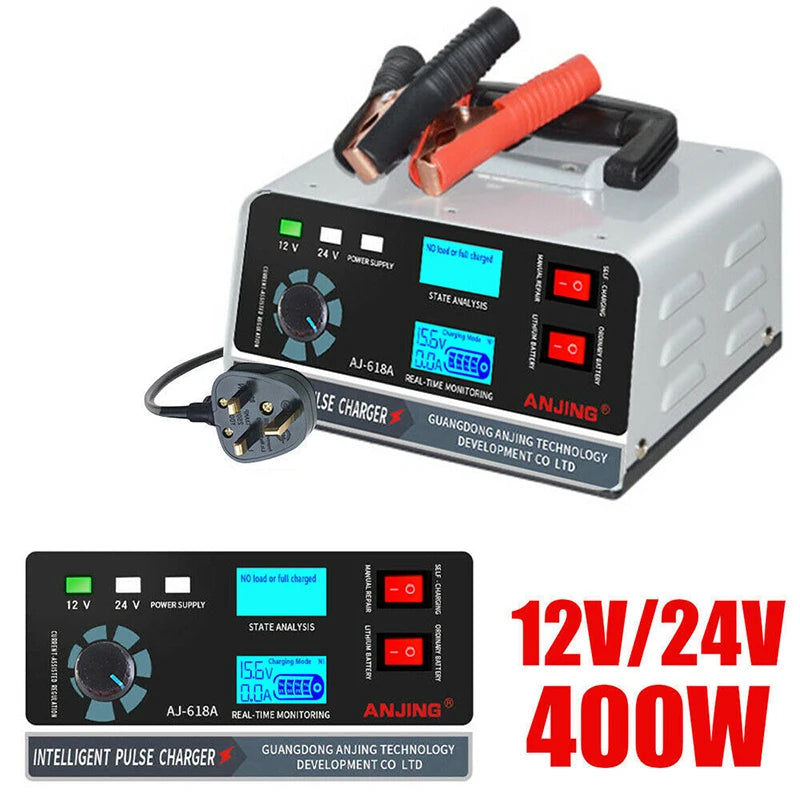 PrimeHeaven 400W Smart Car Battery Charger & Jump Starter – 12V/24V Emergency Power Station