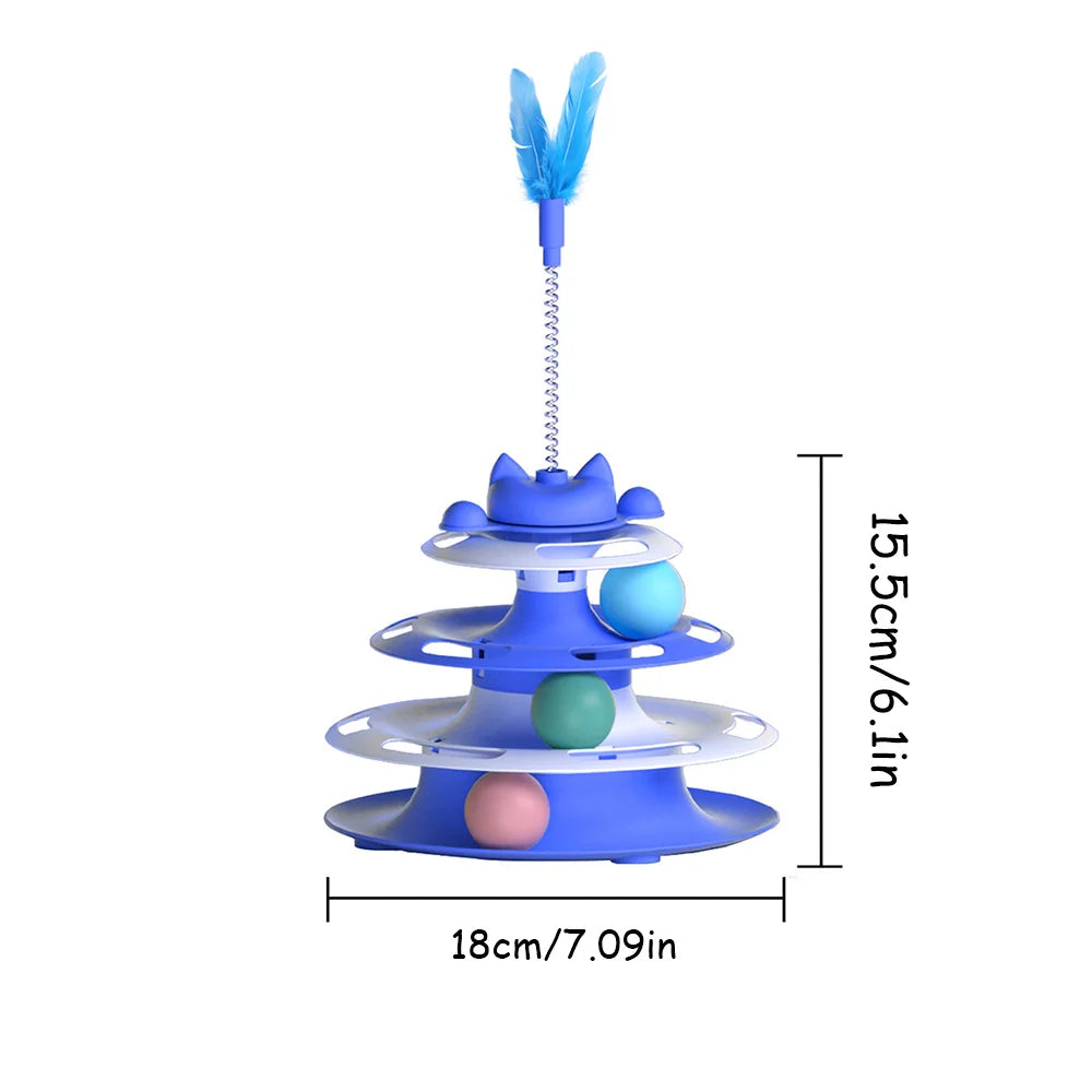 4-tier Interactive Cat Toy with Teaser Wand