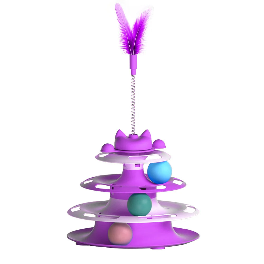 4-tier Interactive Cat Toy with Teaser Wand