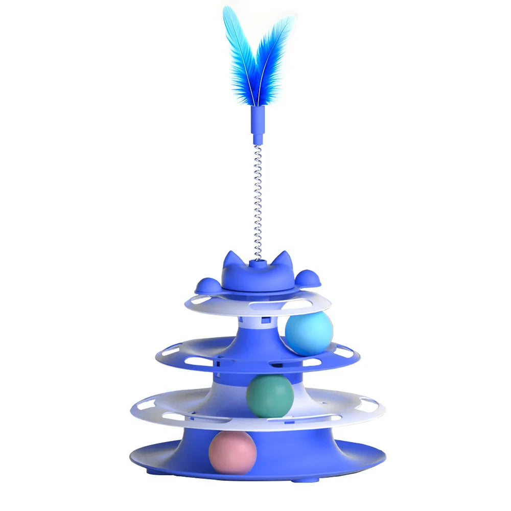 4-tier Interactive Cat Toy with Teaser Wand