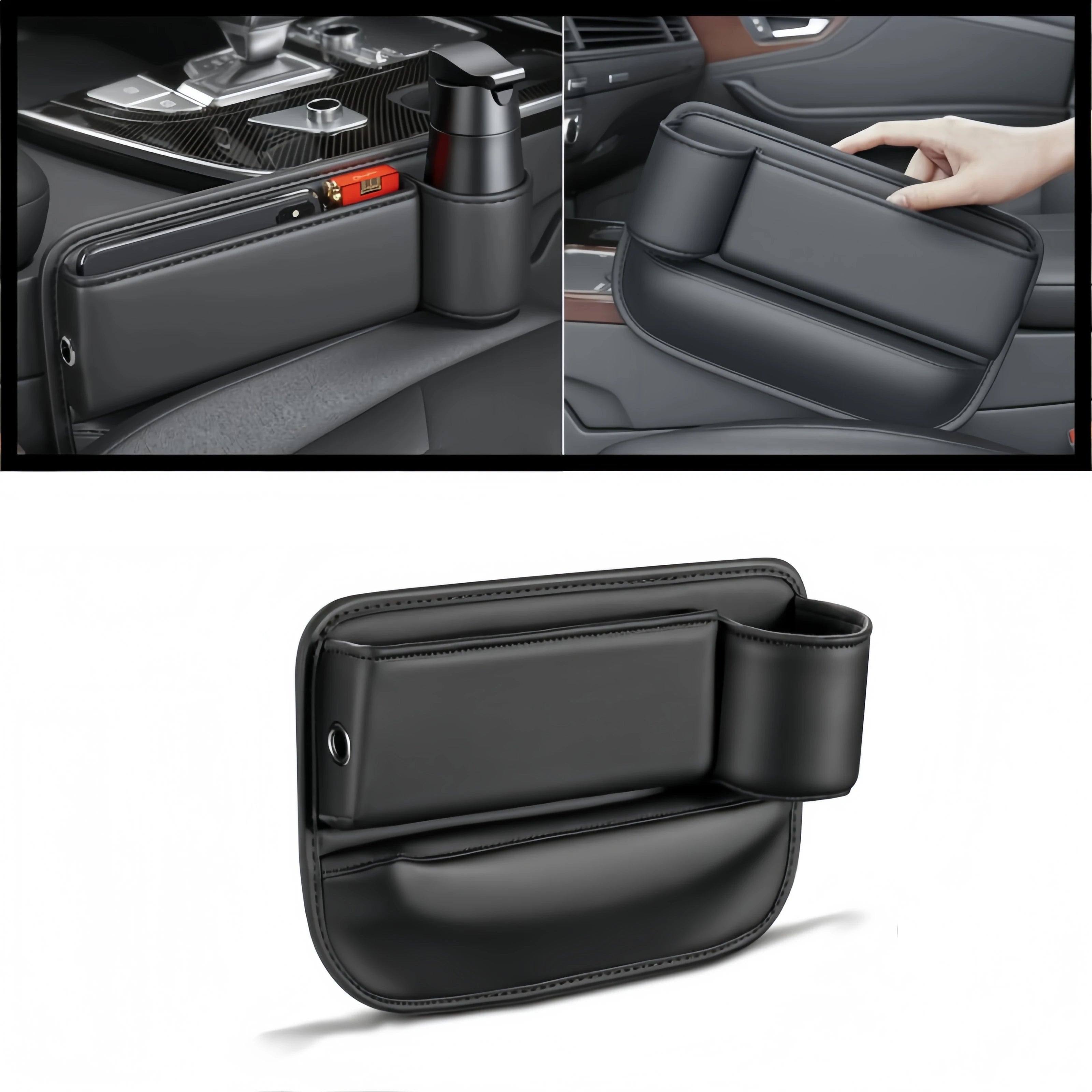 Car Seat Gap Filler Organizer Multifunctional Storage Box Pocket Console Crevice Leather Holder Cup Phone Key Card Auto Interior
