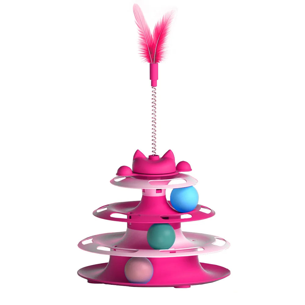 4-tier Interactive Cat Toy with Teaser Wand