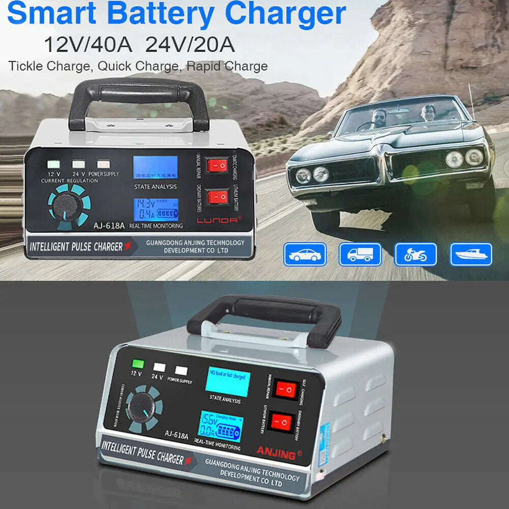 PrimeHeaven 400W Smart Car Battery Charger & Jump Starter – 12V/24V Emergency Power Station